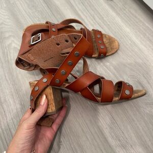 Brown sandal heels